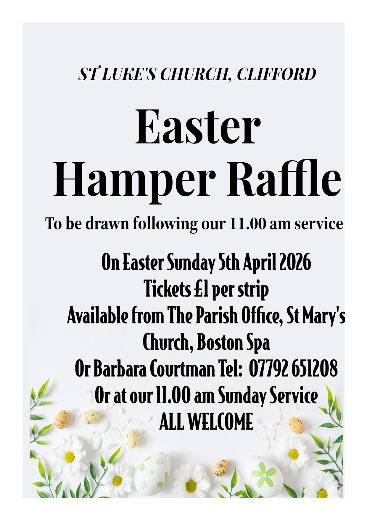 Esaster Raffle Easter Hamper Raffle at St. Luke’s Church, Clifford – Bramham Benefice